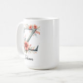 Personalisierter Blumeninitialen-Becher für Mama o Kaffeetasse (Vorderseite Links)