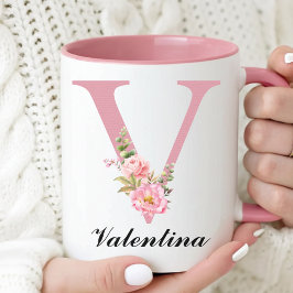 Personalisierter Blumeninitialen-Name Tasse Mutter