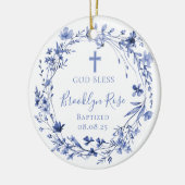 Personalisierter Blumenjunge Mädchen Taufe Foto Keramik Ornament (Links)