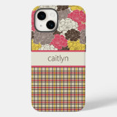 Personalisierter Blumenkoffer und Karierter Fall Case-Mate iPhone Hülle (Rückseite)