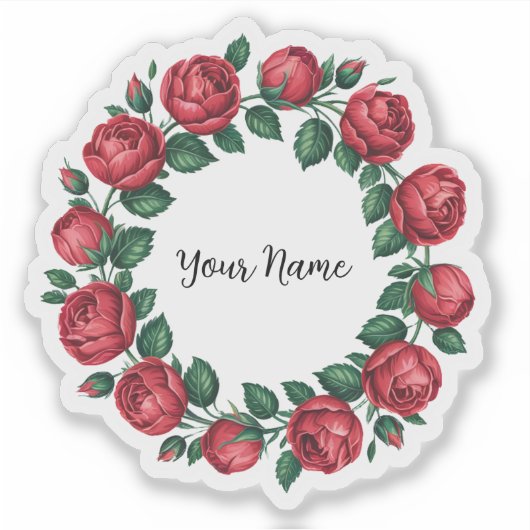 Personalisierter Blumenkranz-Aufkleber - Individue Aufkleber (Vorderseite)