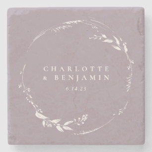 Personalisierter Blumenkranz Dusty Lilac   Steinuntersetzer