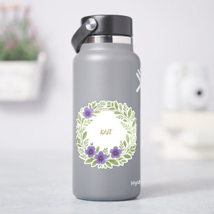Personalisierter Blumenkranz – Individueller Name Aufkleber