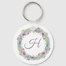 Personalisierter Blumenkranz mit Monogramm Schlüsselanhänger
