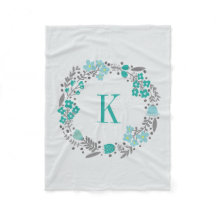 Personalisierter Blumenkranz & Monogramm Tealgrau