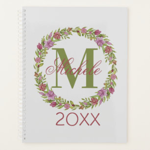 Personalisierter Blumenkranz Nachname Monogramm Planer