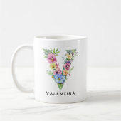 Personalisierter Blumenmonogramm-Becher als Dankes Kaffeetasse (Links)