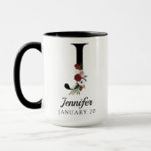 Personalisierter Blumenmonogramm-Becher zum Geburt Tasse (Links)