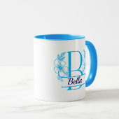 Personalisierter Blumenmonogramm-Buchstabe B Beche Tasse (VorderseiteRechts)