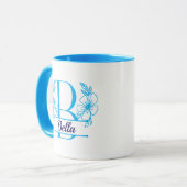 Personalisierter Blumenmonogramm-Buchstabe B Beche Tasse (Vorderseite Links)