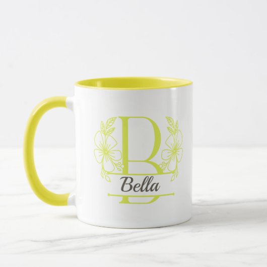 Personalisierter Blumenmonogramm-Buchstabe B Beche Tasse (Links)