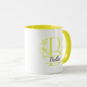Personalisierter Blumenmonogramm-Buchstabe B Beche Tasse (VorderseiteRechts)