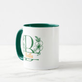 Personalisierter Blumenmonogramm-Buchstabe B Beche Tasse (Vorderseite Links)