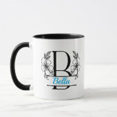 Personalisierter Blumenmonogramm-Buchstabe B Beche Tasse (Links)