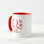 Personalisierter Blumenmonogramm-Buchstabe B Beche Tasse (Vorderseite Links)