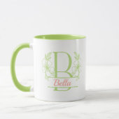 Personalisierter Blumenmonogramm-Buchstabe B Beche Tasse (Links)