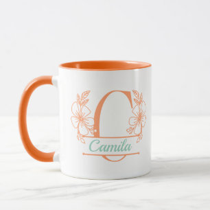Personalisierter Blumenmonogramm-Buchstabe C Beche Tasse