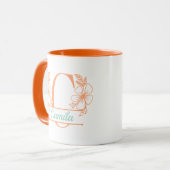 Personalisierter Blumenmonogramm-Buchstabe C Beche Tasse (Vorderseite Links)