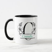 Personalisierter Blumenmonogramm-Buchstabe C Beche Tasse (Links)
