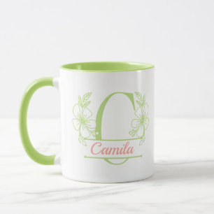 Personalisierter Blumenmonogramm-Buchstabe C Beche Tasse