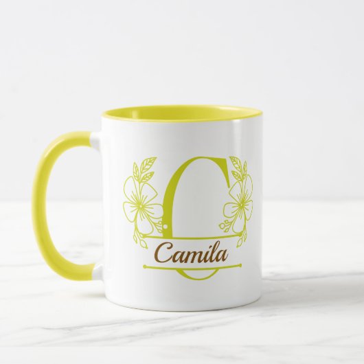Personalisierter Blumenmonogramm-Buchstabe C Beche Tasse (Links)