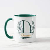 Personalisierter Blumenmonogramm-Buchstabe D Beche Tasse (Links)