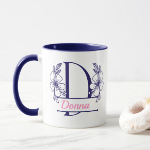 Personalisierter Blumenmonogramm-Buchstabe D Beche Tasse