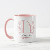 Personalisierter Blumenmonogramm-Buchstabe D Beche Tasse (Links)