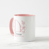Personalisierter Blumenmonogramm-Buchstabe D Beche Tasse (Vorderseite Links)