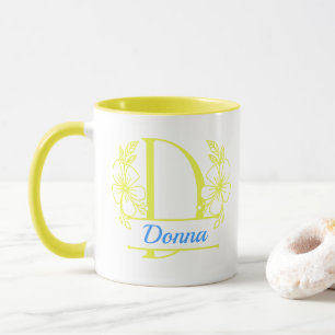 Personalisierter Blumenmonogramm-Buchstabe D Beche Tasse