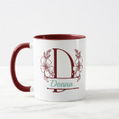 Personalisierter Blumenmonogramm-Buchstabe D Beche Tasse (Links)