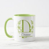 Personalisierter Blumenmonogramm-Buchstabe D Beche Tasse (Links)