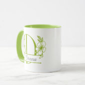 Personalisierter Blumenmonogramm-Buchstabe D Beche Tasse (Vorderseite Links)