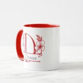 Personalisierter Blumenmonogramm-Buchstabe D Beche Tasse (Vorderseite Links)