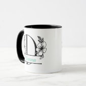 Personalisierter Blumenmonogramm-Buchstabe D Beche Tasse (Vorderseite Links)