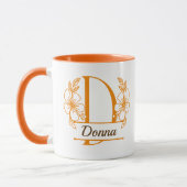 Personalisierter Blumenmonogramm-Buchstabe D Beche Tasse (Links)