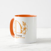 Personalisierter Blumenmonogramm-Buchstabe D Beche Tasse (Vorderseite Links)