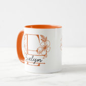 Personalisierter Blumenmonogramm-Buchstabe E Beche Tasse (Vorderseite Links)