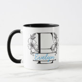 Personalisierter Blumenmonogramm-Buchstabe E Beche Tasse (Links)