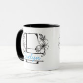 Personalisierter Blumenmonogramm-Buchstabe E Beche Tasse (Vorderseite Links)