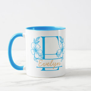 Personalisierter Blumenmonogramm-Buchstabe E Beche Tasse