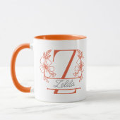 Personalisierter Blumenmonogramm-Buchstabe Z Beche Tasse (Links)