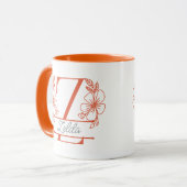 Personalisierter Blumenmonogramm-Buchstabe Z Beche Tasse (Vorderseite Links)