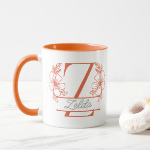 Personalisierter Blumenmonogramm-Buchstabe Z Beche Tasse