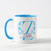 Personalisierter Blumenmonogramm-Buchstabe Z Beche Tasse (Links)