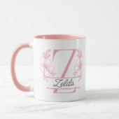 Personalisierter Blumenmonogramm-Buchstabe Z Beche Tasse (Links)