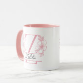 Personalisierter Blumenmonogramm-Buchstabe Z Beche Tasse (Vorderseite Links)