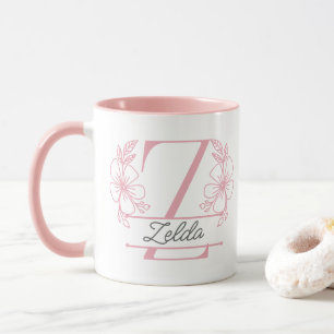 Personalisierter Blumenmonogramm-Buchstabe Z Beche Tasse