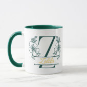 Personalisierter Blumenmonogramm-Buchstabe Z Beche Tasse (Links)