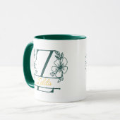 Personalisierter Blumenmonogramm-Buchstabe Z Beche Tasse (Vorderseite Links)